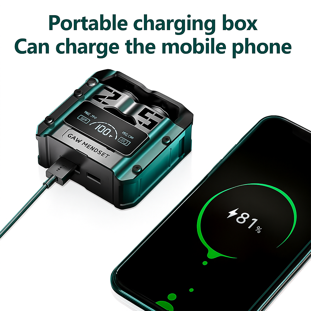 M25 Gaming Wireless Earbuds With Built-in Power Bank