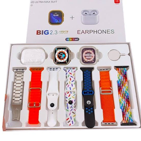 I20 Ultra Max Suit (10 in 1) Smart Watch With Pro 2 AirPods